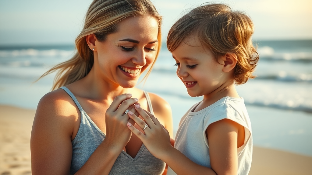 Mother applying sunscreen to child