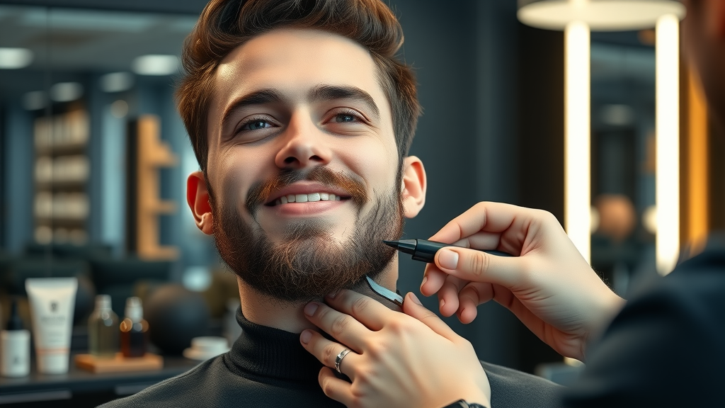 male grooming service beauty services london stylish young man, professional beard trim, modern salon